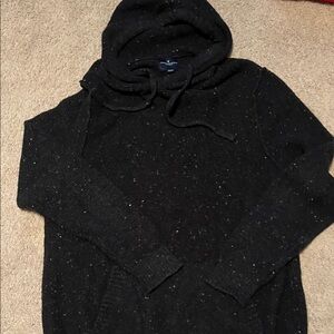 Men's Black Hooded Speckled Knit Sweater